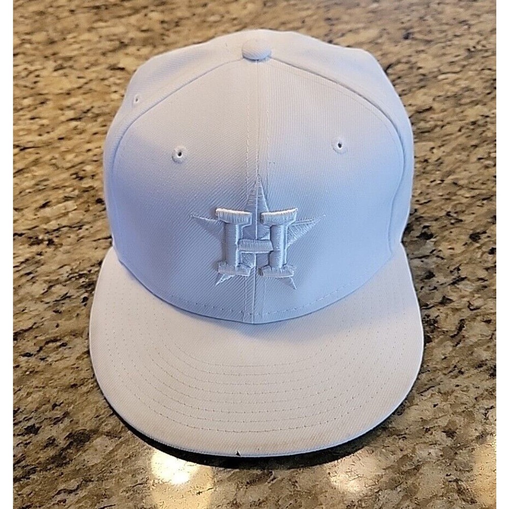 Houston Astros hat cap New Era 59Fifty Fitted Size 7 MLB Baseball White - Picture 13 of 13
